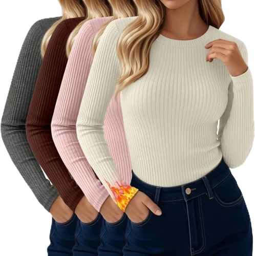 Vista 4 de Paquete de 4 camisas térmicas de manga larga acanaladas
