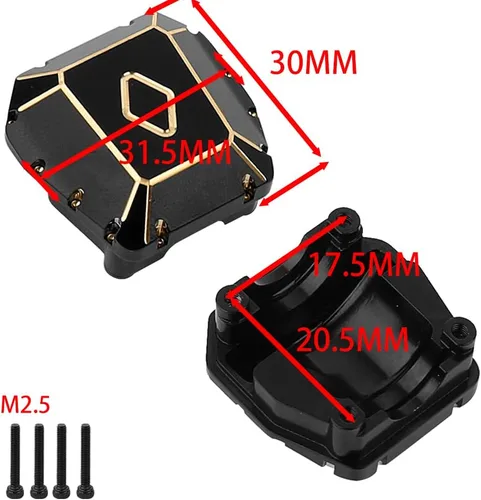 Vista 4 de Cubierta diferencial de latón resistente para carcasa de eje Axial SCX10 PRO, efecto de contrapeso, revestimiento duro negro, mecanizado CNC, 1