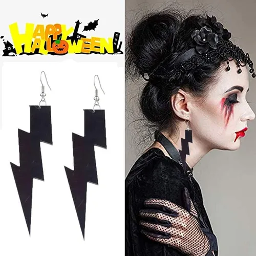 Vista 2 de Pendientes con colgante RUIZHEN con forma de rayo para mujer, con colores a elegir, acrílico exagerado