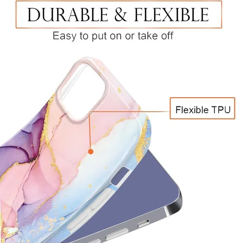 Vista 8 de luolnh Funda dorada brillante compatible con iPhone 13 Mini, diseño de mármol, a prueba de golpes, delgada y suave, funda de silicona para iPhone 13