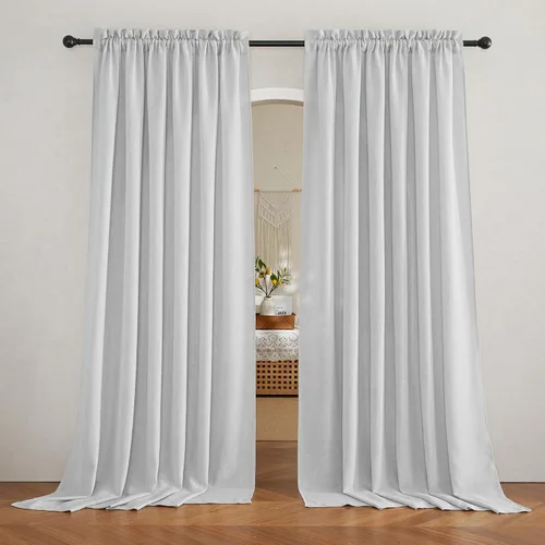 Vista 13 de RYB HOME - Cortinas de lino texturizado semitranslúcidas, privacidad media, filtro de luz, decoración de ventana para dormitorio/baño/sala de estar