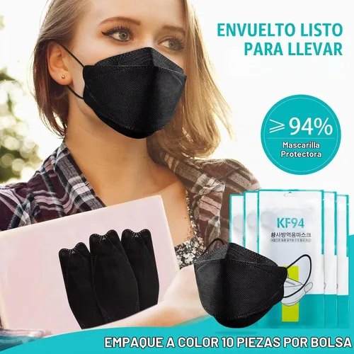 Vista 2 de 50/100 Pack KF94 Face_Covers, Color mask，Black Mask，4-Layer mask Independent packaging,outdoor Daily Use negro 100 piezas