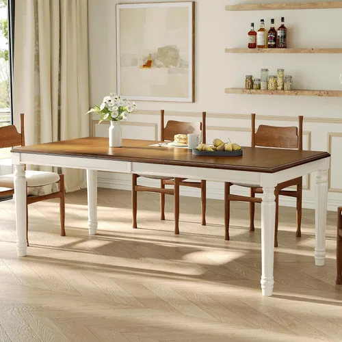 Vista 16 de Mesa de comedor extensible ovalada de madera con base de pedestal Marrón