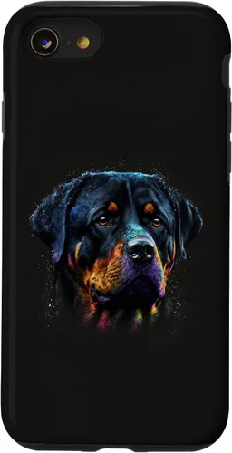 Vista 18 de Rottweiler Dog Face Watercolor Colorful Art Hand Drawn Case for iPhone 17
