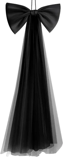 Vista 7 de Zeyune 1 lazo grande negro para decoración de fiesta de 13.4 x 28.7 pulgadas, lazo gigante para colgar en la pared, envoltura de bricolaje