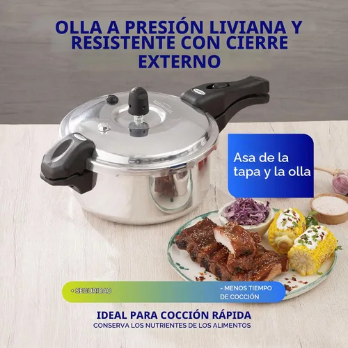 Vista 5 de Olla de Presion universal (3.7 cuartos de galón / 3 litros) Olla de Presion, olla a presión de aluminio con 6 sistemas de seguridad, cocina de 4