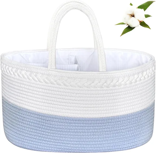 Vista 14 de ABenkle Organizador de Pañales - Cesta de Almacenamiento de Cuerda de Algodón para Artículos Esenciales del Bebé, Regalo de Baby Shower para Niños