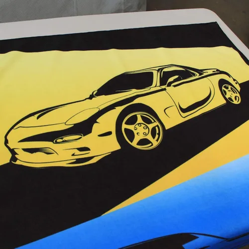 Vista 3 de Rotary13B1 RX-7 Generations - Toalla de playa - Amarillo Azul Rojo