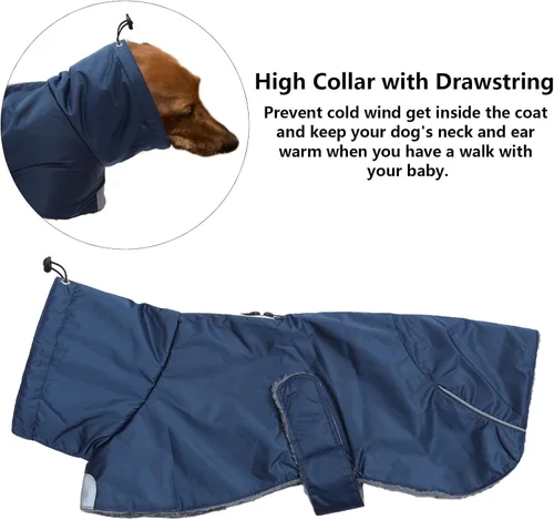 Vista 4 de Abrigos de perro salchicha impermeables, perfectos para perros salchichas, salchichas, abrigo de invierno para perro Weiner con forro polar