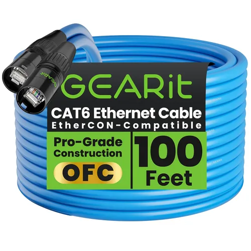 Vista 26 de GEARit Cable Ethercon CAT6 blindado (3 pies) de audio profesional e iluminación RJ45 EtherCON Cable compatible con EtherCON para estudio, escenario