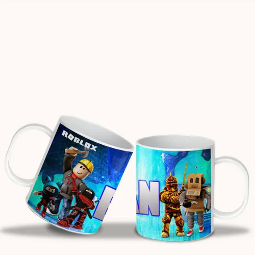 Vista 4 de Taza irrompible para niños con nombre (juego azul)