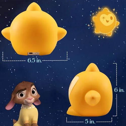 Vista 7 de Disney Wish Squishy Light, luz nocturna para niños, lámpara USB, funciona con pilas, regulable, luz de estrella ideal para dormitorio, sala