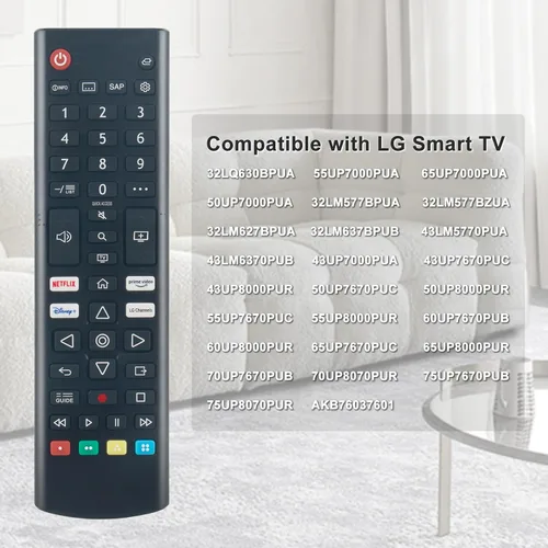 Vista 2 de AKB76037601 - Control remoto de repuesto para LG Smart TV 55UP7000PUA 65UP7000PUA 50UP7000PUA 32LM577BPUA 32LM577BZUA 32LM627BPUA 32LM637BPUB