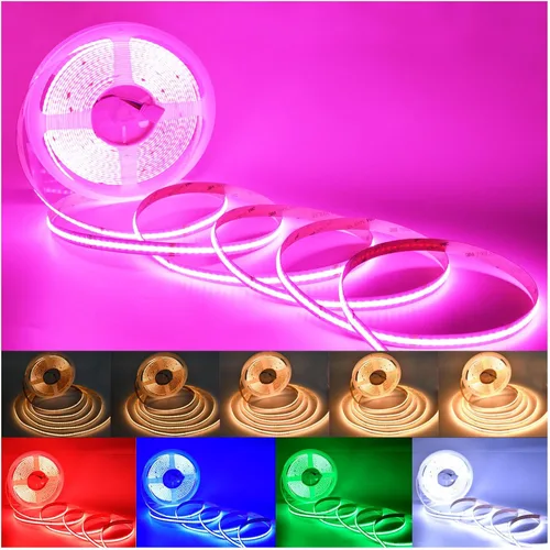 Vista 13 de Tira de Luz LED RGB COB 32.FT/10M (2 Rollos de 16.4FT/5M), Tira LED COB Ancho 10mm/5760 LEDs, Tira de Luz LED Cambiante de Color 24V con Control