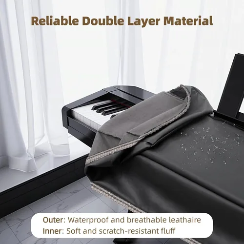 Vista 4 de Luxury 88-Key Piano Keyboard Cover, Soft Leather Waterproof Dust Protection for 88-Key Electric Keyboards