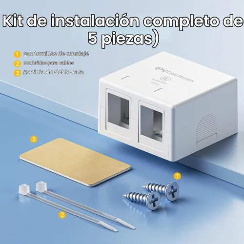Vista 7 de Cable Matters Caja de montaje en superficie con conector Keystone de 2 puertos con certificación UL, color blanco