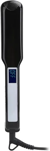 Vista 3 de Plancha de pelo ancho de nano-titanio con pantalla LCD, temperatura ajustable, conveniente (rojo)