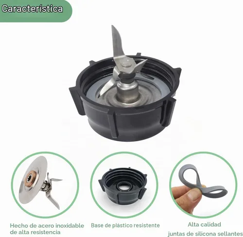 Vista 4 de Para piezas de repuesto Oster Blender Ice Blade con tapa base de tarro y dos juntas de junta tórica de goma, kit de actualización compatible