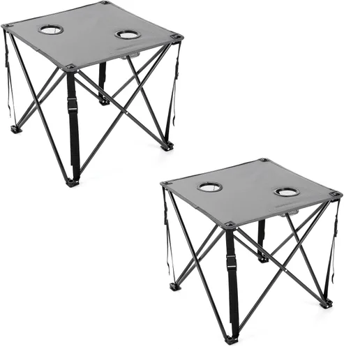 Vista 10 de ARROWHEAD OUTDOOR Mesa plegable portátil de 26 pulgadas (26.0 in), 2 portavasos, cuadrado, funda de transporte, marco de acero, lona 600D de alto