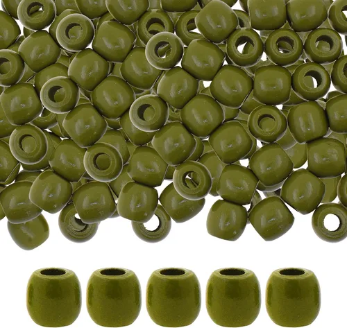 Vista 15 de Mandala Crafts 200 cuentas africanas de madera de barril de agujero grande para macramé Dreadlock Braiding Hair Beads, Painted Drum Wood Loose