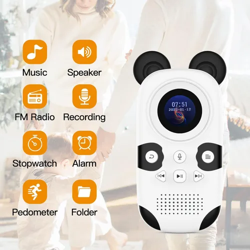 Vista 7 de RUIZU Reproductor MP3 de 64GB para Niños, Reproductor de Música Portátil Lindo Panda MP3, Reproductor MP3 para Niños con Bluetooth 5.3, Altavoz