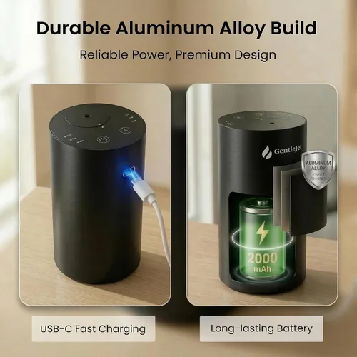 Vista 6 de GentleJet LiteMist Difusor de aroma recargable sin agua para dormitorio, oficina y automóvil, niebla de aceite esencial de aire frío, cuerpo