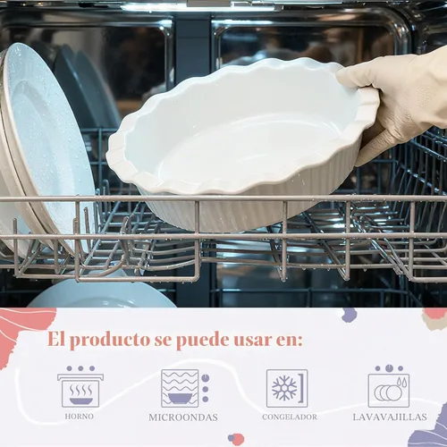 Vista 5 de Miicol Molde de cerámica blanca para tartas, 50 onzas con borde ondulado