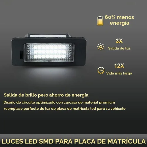 Vista 2 de Gempro Luz de matrícula, 2 piezas LED de placa de matrícula para Audi A1 A4 A5 A6 A7 S5 Q5 RS5 TT TTRS, alimentado por luces LED blancas de xenón