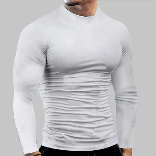 Vista 75 de Camisas de compresión atléticas de manga larga para hombre, capa base, camisa de entrenamiento atlético, camisas de compresión, camisetas deportivas