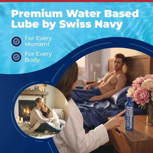 Vista 3 de Swiss Navy Lubricante a base de agua de alta calidad, 12 onzas, gel lubricante para hombres, mujeres y parejas, seguro para juguetes, fórmula que
