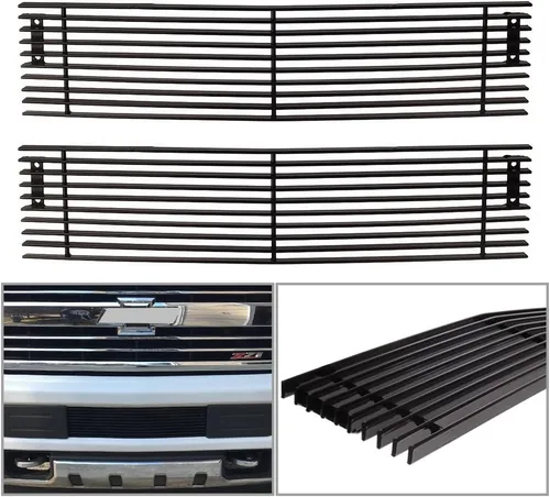 Vista 10 de Parrilla de parachoques inferior compatible con Chevy Silverado 3500HD 2500HD 2015 16 17 18 19 inserción de rejilla de aluminio sólido