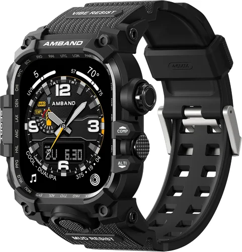 Vista 24 de amBand - Carcasa compatible con Apple Watch SE 3/SE 2/SE/6/5/4 de 1.732 pulgadas, M3 de 1.732 pulgadas, resistente correa táctica, protector