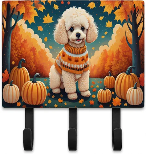 Vista 54 de Affenpinscher - Correa de otoño o llavero Affenpinscher Fall artwork on ceramic tile with three steel hooks for keys, leashes, towels