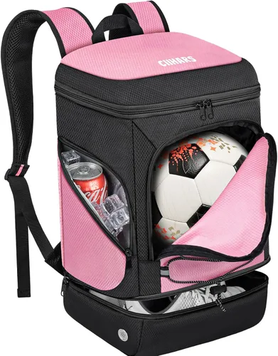 Vista 12 de Mochila de fútbol, bolsa de fútbol con soporte para pelotas, incluye zapatos de tacos separados y compartimento para bolas, bolsas