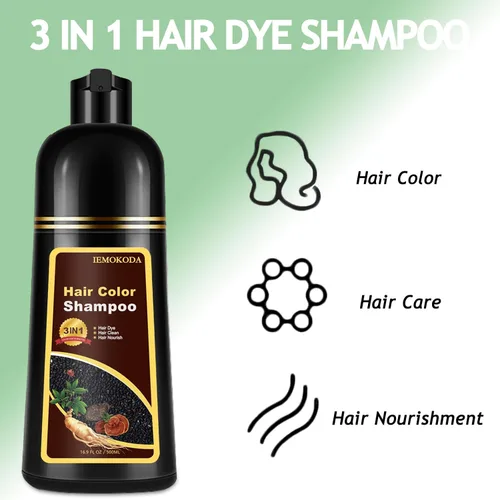 Vista 4 de Champú natural de color gris plateado, 16.9 onzas líquidas, tinte para el cabello 3 en 1, nutritivo y teñido para hombres y mujeres