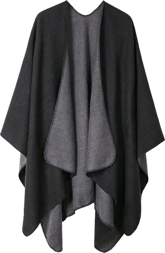 Vista 63 de Chales cálidos para mujer, cárdigan con frente abierto, estilo vintage, poncho