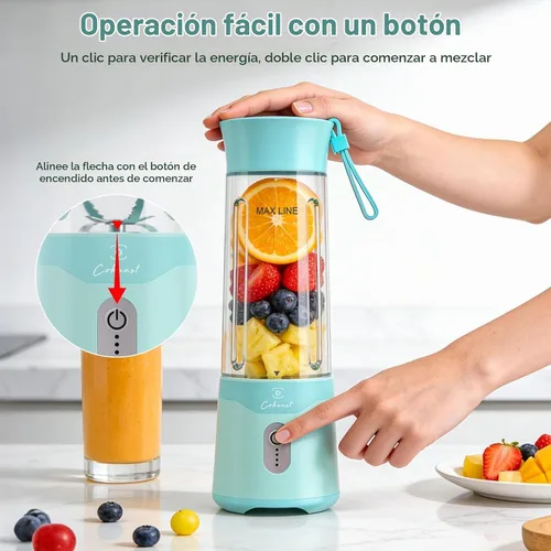 Vista 5 de COKUNST Portable Blender, 18oz Small Smoothie Blender with Extra Lid, Green