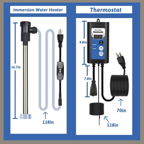 Vista 4 de Calentador de agua de inmersión de titanio de 1800 W, bañera de hidromasaje eléctrica portátil y piscina, calentador de agua totalmente sumergible