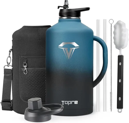 Vista 33 de Topre Botella de agua aislada de 32 onzas, botella de agua al vacío de acero inoxidable, sin BPA y a prueba de fugas - con asa de paracord, correa