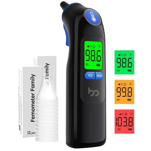 Vista 12 de Termómetro de oído de la familia femometer, termómetro de oído altamente preciso para niños, adultos y bebés, 30 recordatorios de memoria, resultado