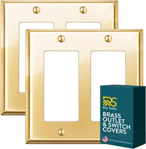 Vista 83 de Rio Salto BRASS Signature Collection MIDSIZE - Placa de pared de metal dorado para interruptor de luz o cubierta de tomacorriente, placa de pared