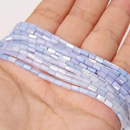 Vista 41 de Los granos naturales del espaciador del tubo del grano de Shell de agua dulce teñidos madre de perlas flojas para la fabricación de la joyería, 1