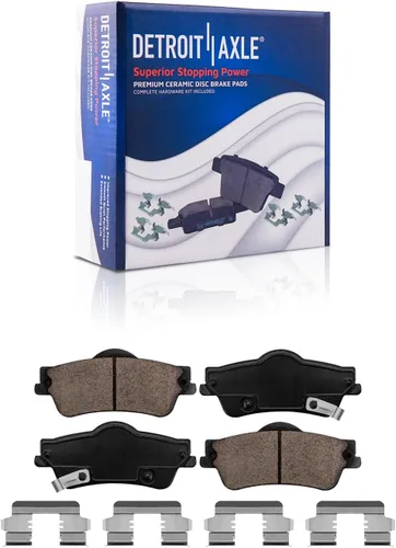 Vista 29 de Detroit Axle - Pastillas de freno para Ford F-150 99-03, 02 Lincoln Blackwood, Pastillas de freno de cerámica delanteras y traseras con repuesto