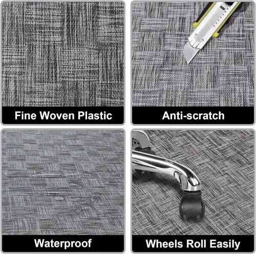 Vista 5 de AiBOB Alfombrilla para silla de oficina para suelo de madera dura y baldosas, 36" x 48" resistente para computadora y silla de escritorio
