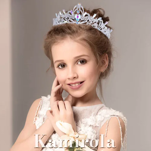 Vista 4 de Kamirola Diadema de coronas y tiaras de cristal para niñas o mujeres fiesta de cumpleaños boda graduación novia Navidad San Valentín