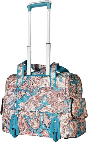Vista 2 de Olympia Deluxe - Maleta de equipaje con ruedas, Azul (Paisley), Overnighter rodante de moda de lujo