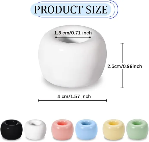 Vista 2 de Mini soporte para cepillos de dientes de cerámica para encimera de tocador de baño, cabezal de cepillo de dientes hecho a mano y soporte para Negro