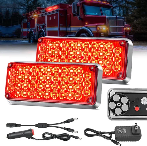 Vista 9 de Nilight Luces estroboscópicas magnéticas inalámbricas, 2 unidades, 12 luces LED ámbar de advertencia de emergencia, 18 patrones de destello