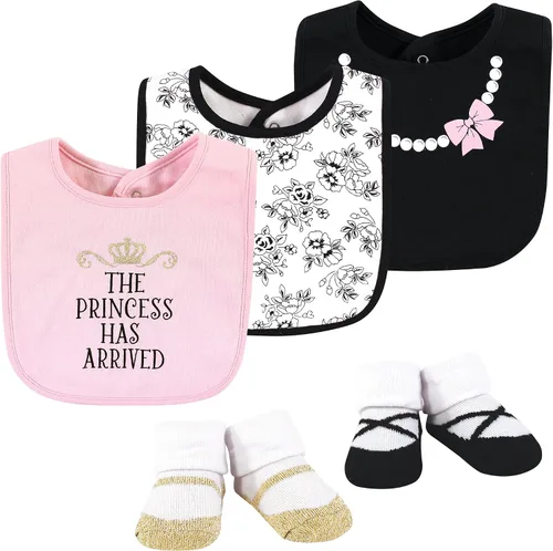 Vista 284 de Hudson Baby Conjunto de babero y calcetines unisex de algodón para bebé
