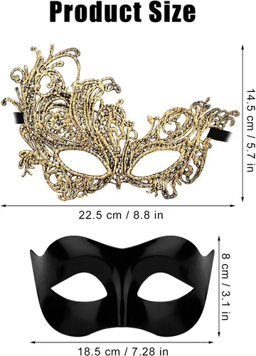 Vista 2 de BOXOB 2 máscaras de mascarada, máscara de encaje y máscara de plástico para mujer para Halloween